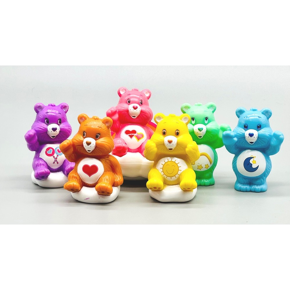 Care Bears Cloud Car PVC Mini Figure 2002 Vintage Cake Pencil Toppers Lot of 6